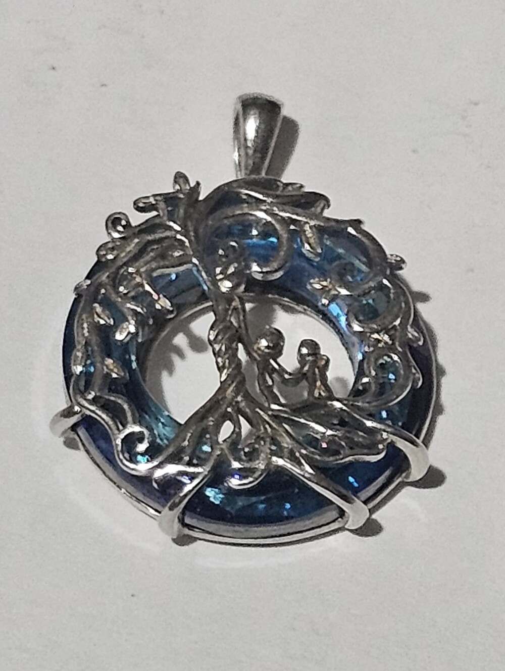 Blue Tree of Life Pendant Necklace - Sterling Silver